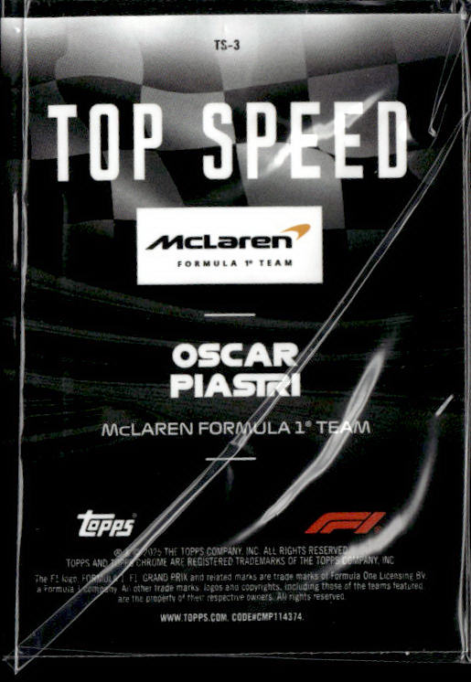 2025 Topps Chrome Formula 1 #TS-3 Oscar Piastri Top Speed