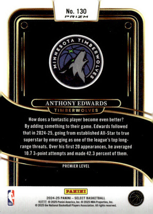 2024-25 Panini Select #130 Anthony Edwards Scope Prizm