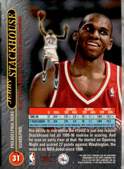 1996-97 Stadium Club #31 Jerry Stackhouse