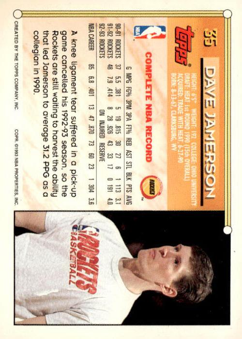 1993-94 Topps #35 Dave Jamerson
