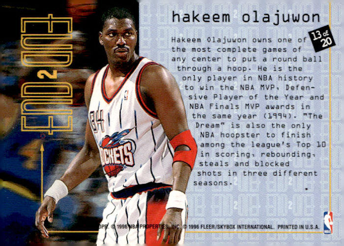 1995-96 Fleer #13 Hakeem Olajuwon End 2 End