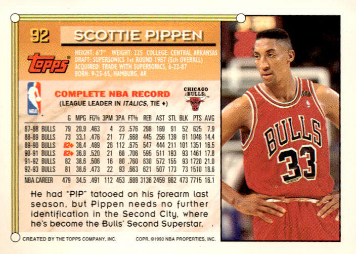 1993-94 Topps #92 Scottie Pippen