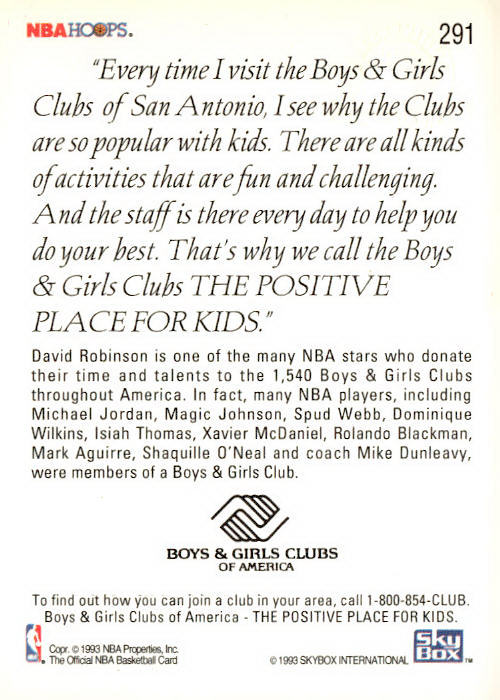1993-94 Hoops #291 David Robinson Fifth Anniversary Gold