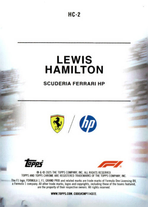2025 Topps Chrome Formula 1 #HC-2 Lewis Hamilton Helmet Collection