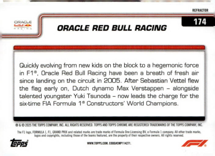 2025 Topps Chrome LogoFractor Edition Formula 1 #174 Oracle Red Bull Racing LOGO