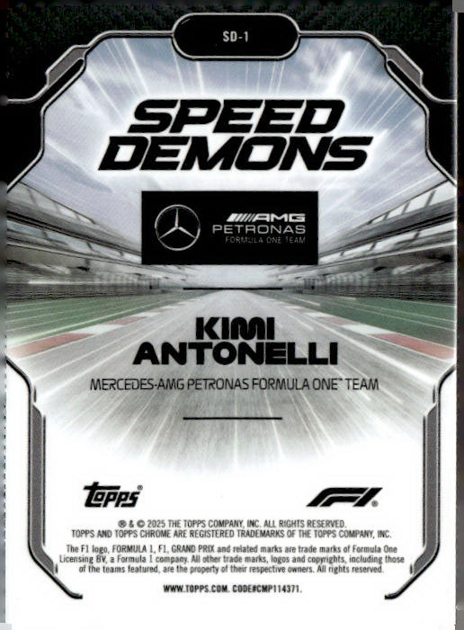 2025 Topps Chrome F1 #SD-1 Kimi Antonelli F1 75th Anniversary Refractor #/75
