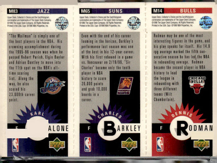 1996-97 Collector's Choice Dennis Rodman / Charles Barkley / Karl Malone Panels