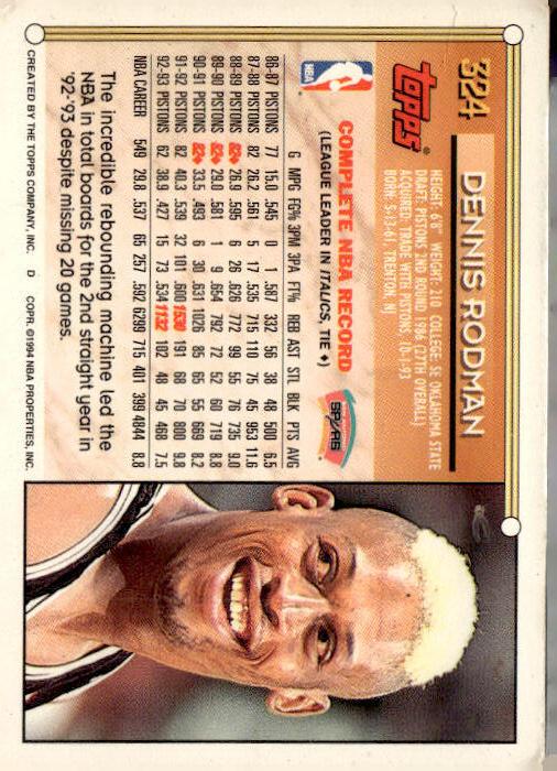 1993-94 Topps #324 Dennis Rodman