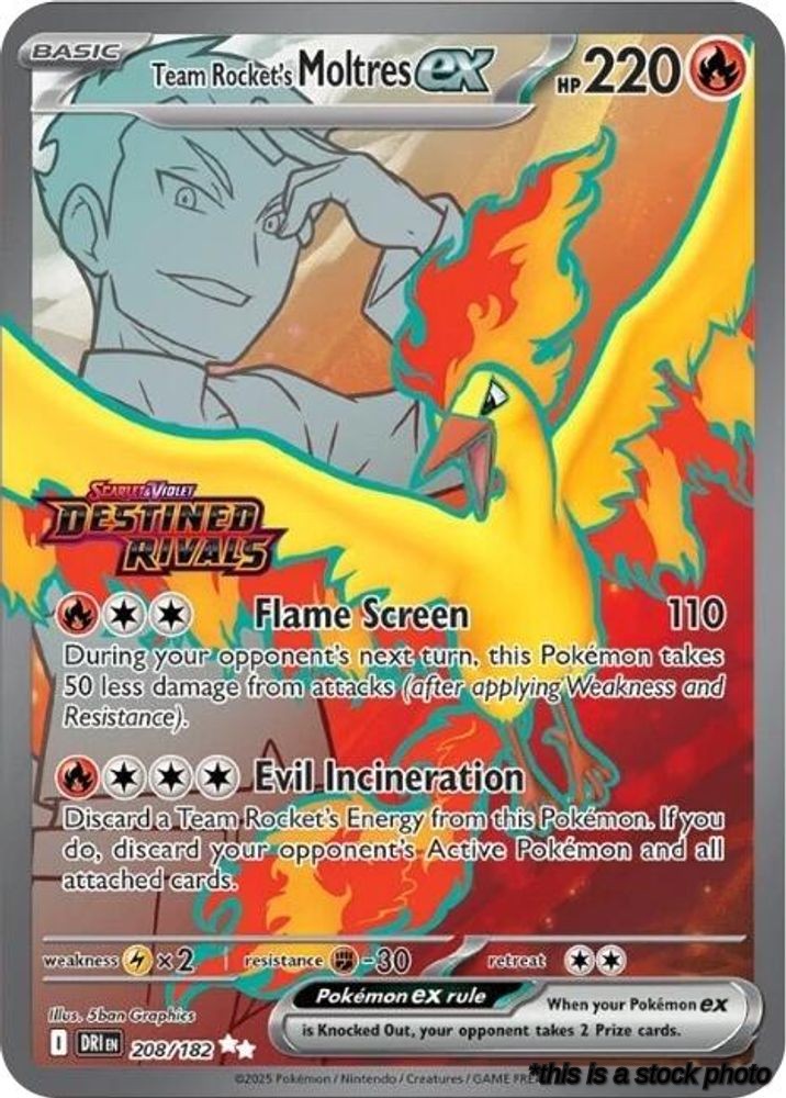 Team Rocket's Moltres ex - 208/182 (Destined Rivals Stamp)