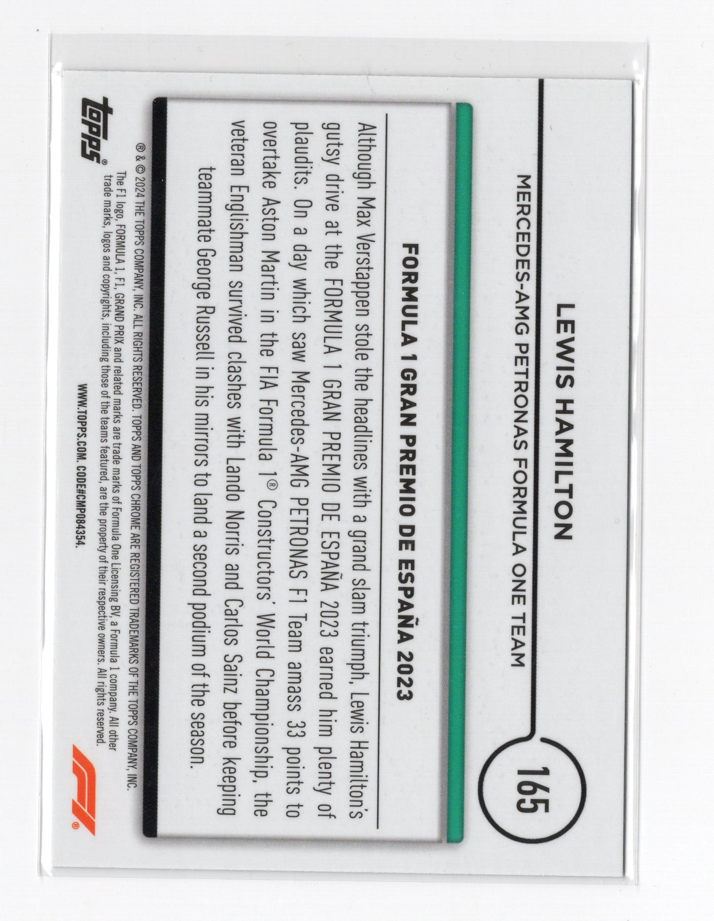 2024 Topps Chrome Formula 1 #165 Lewis Hamilton