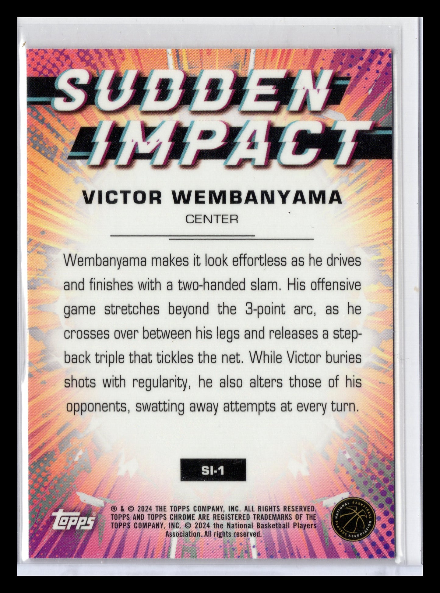 2023-24 Topps Chrome #SI-1 Victor Wembanyama Sudden Impact Refractor Orange