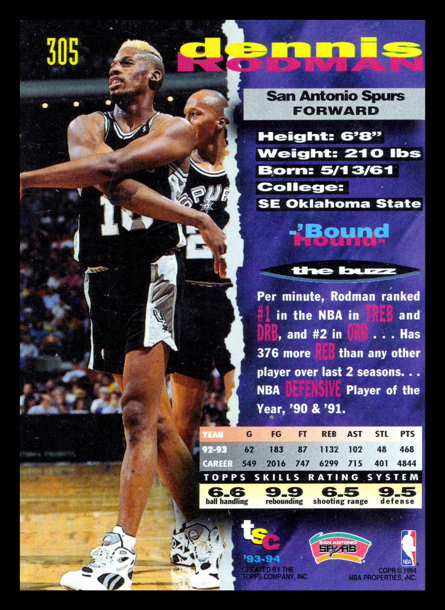 1993-94 Stadium Club #305 Dennis Rodman First Day Issue