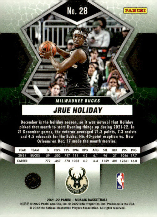 2021-22 Panini Mosaic #28 Jrue Holiday