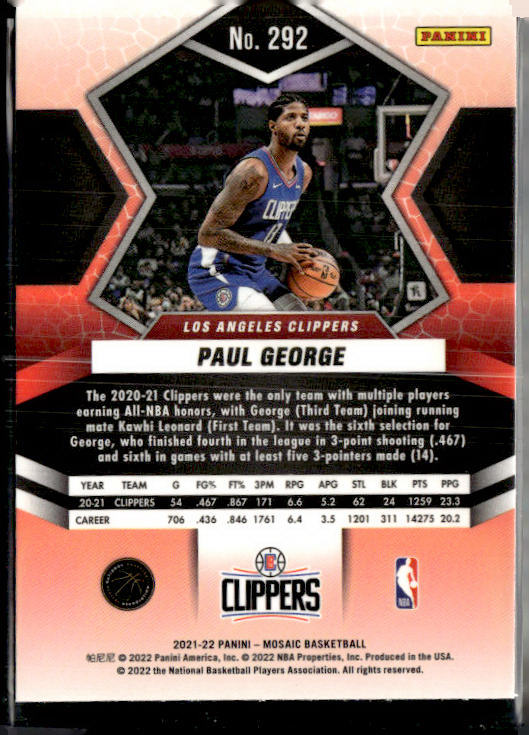 2021-22 Panini Mosaic #292 Paul George