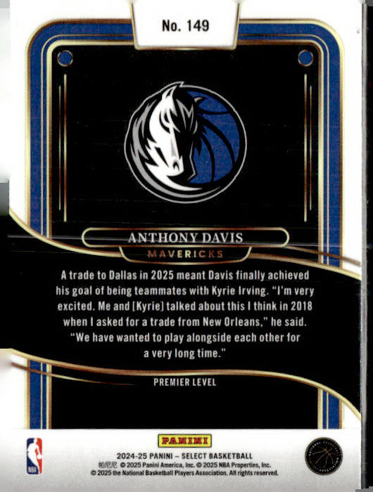 2024-25 Panini Select #149 Anthony Davis Blue (Retail)