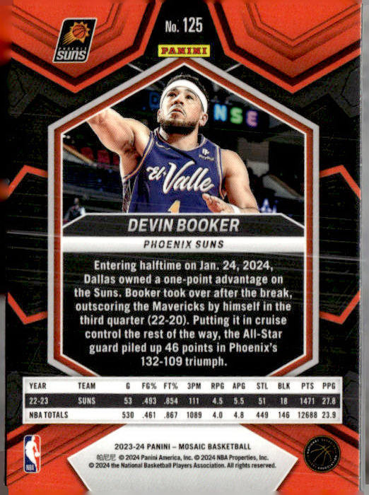 2023-24 Panini Mosaic #125 Devin Booker Silver