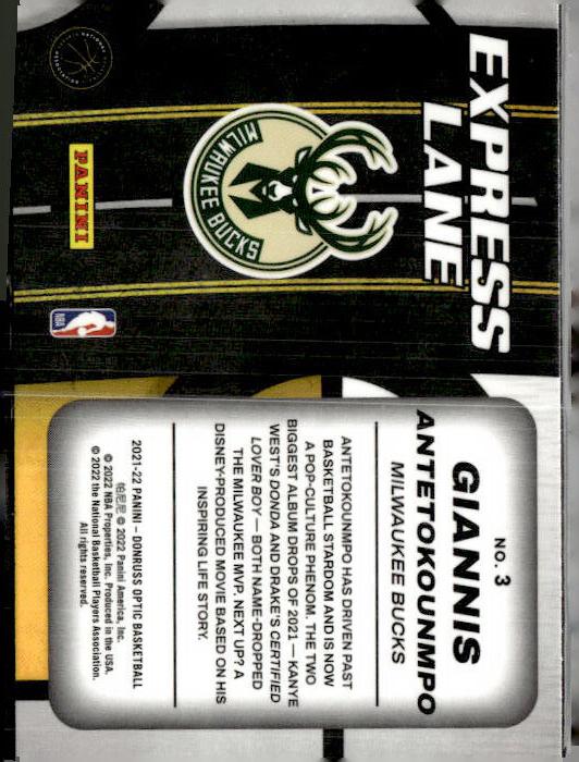 2021-22 Donruss Optic #3 Giannis Antetokounmpo Express Lane