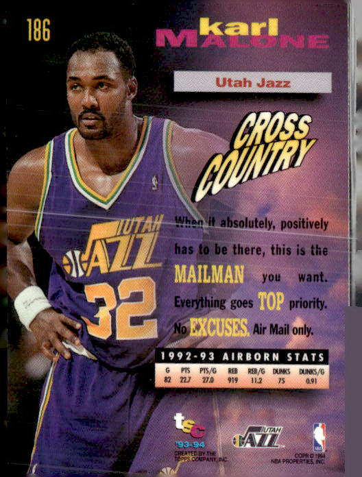 1993-94 Stadium Club #186 Karl Malone Frequent Flyer Upgrades