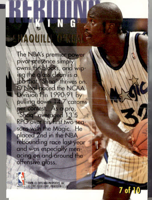 1994-95 Ultra #7 Shaquille O'Neal Rebound Kings