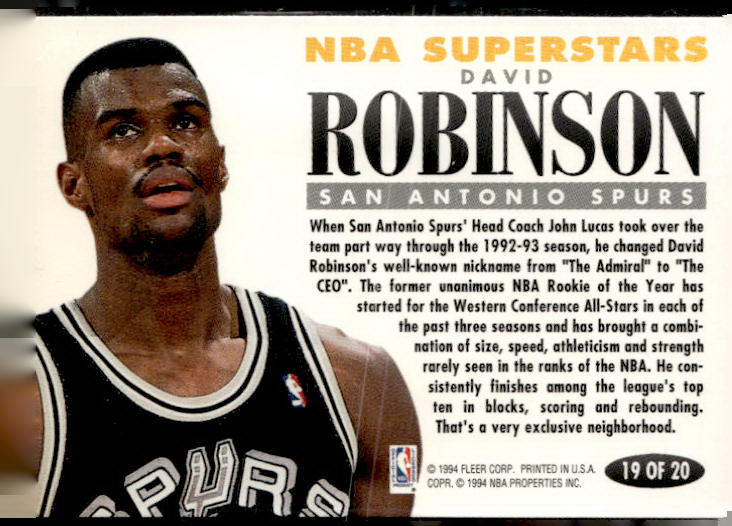 1993-94 Fleer #19 David Robinson NBA Superstars