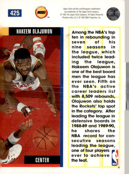 1993-94 Upper Deck #425 Hakeem Olajuwon