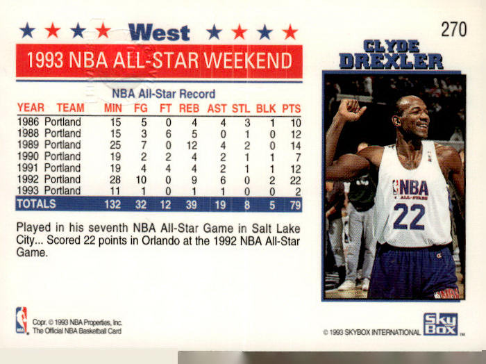 1993-94 Hoops #270 Clyde Drexler Fifth Anniversary Gold
