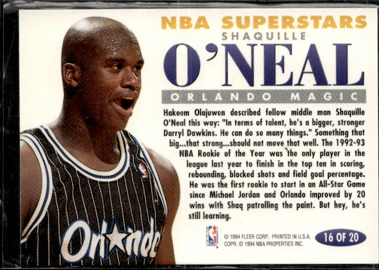 1993-94 Fleer #16 Shaquille O'Neal NBA Superstars