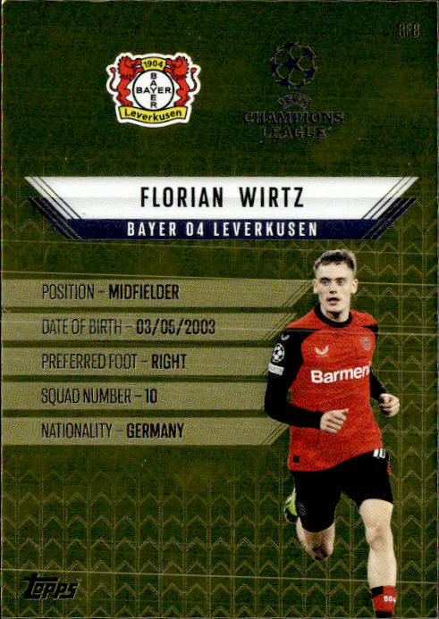 2024-25 Topps Match Attax #GE8 Florian Wirtz Gold Edge Edition