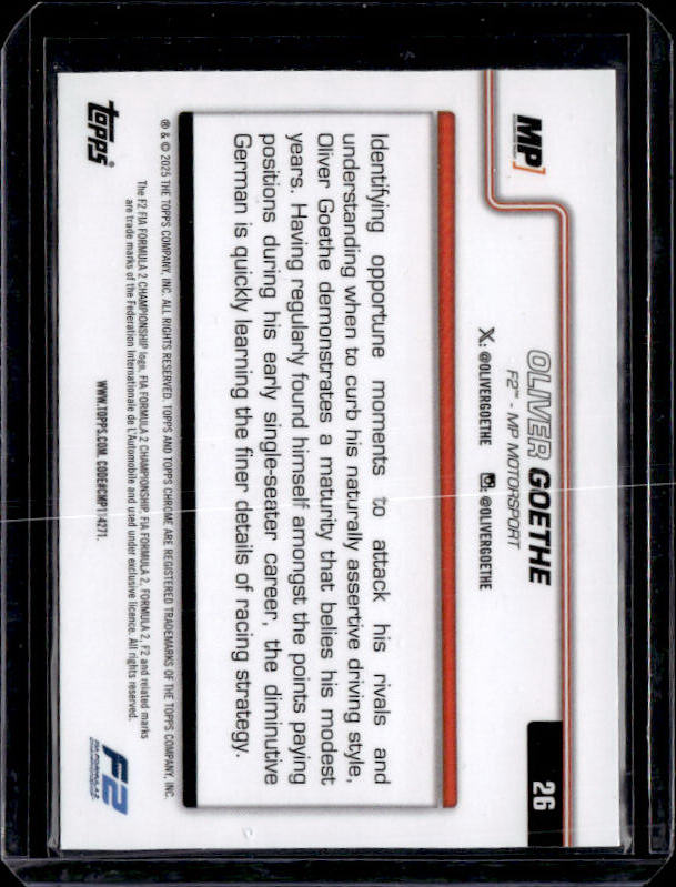 2025 Topps Chrome Formula 1 #26 Oliver Goethe Forest Green RayWave #/140