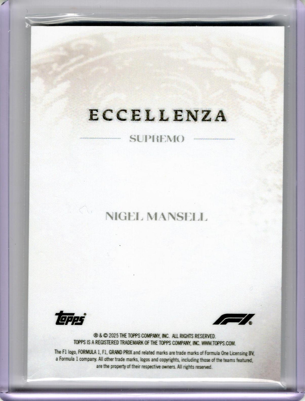 2025 Topps Eccellenza Formula 1 #NNO Nigel Mansell