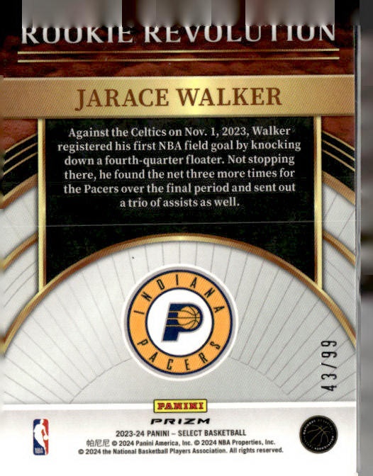 2023-24 #10 Jarace Walker Rookie Revolution Pink Cracked Ice Prizms #/99