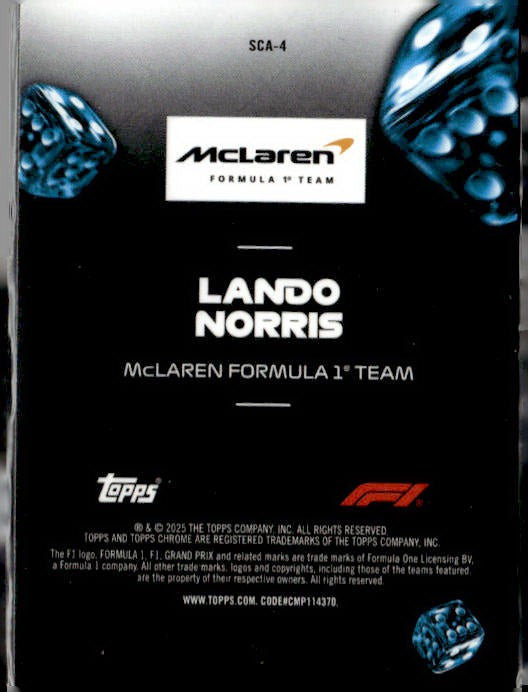 2025 Topps Chrome Formula 1 #SCA-4 Lando Norris Ace of Trades