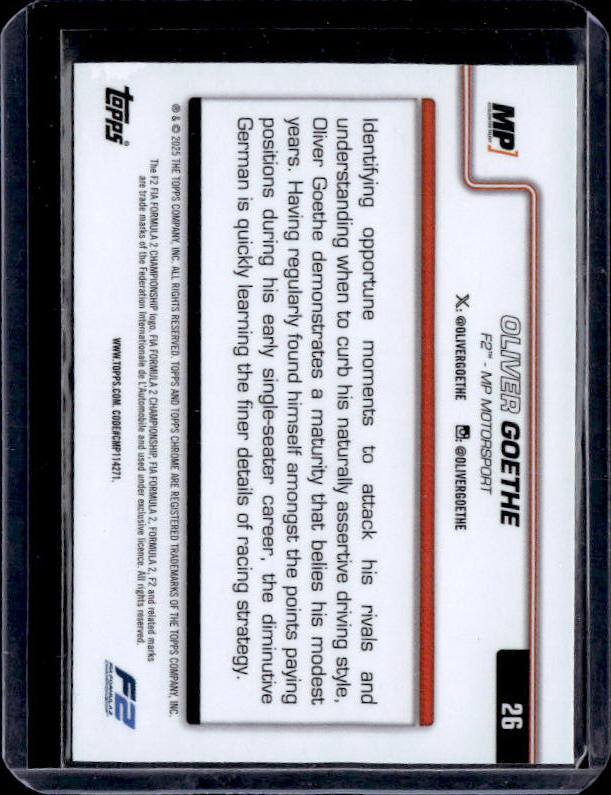 2025 #26 Oliver Goethe Checker Flag Refractor