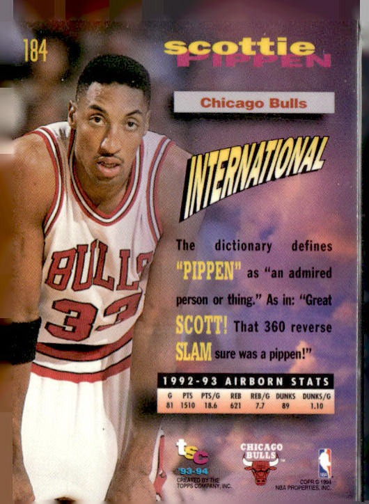 1993-94 Stadium Club #184 Scottie Pippen Frequent Flyer Upgrades