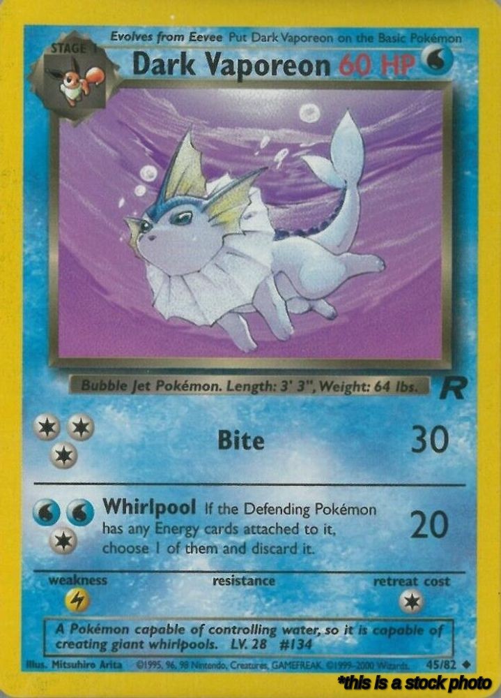 45/82 Dark Vaporeon Uncommon Unlimited