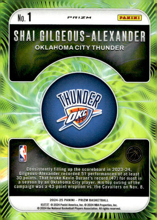 Shai Gilgeous-Alexander 2024-25 Panini Prizm Fractal #1