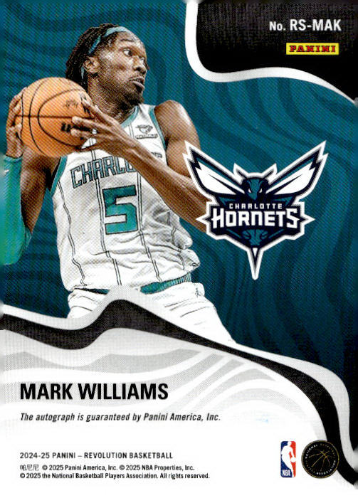 Mark Williams 2024-25 Panini Revolution Basketball Rookie Signatures #RS-MAK - Charlotte Hornets