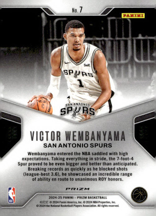 Victor Wembanyama 2024-25 Panini Prizm Basketball Dominance #7 - San Antonio Spurs