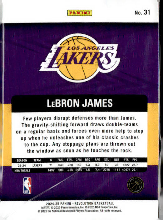 LeBron James - 2024-25 Panini Revolution Basketball Card No. 31
