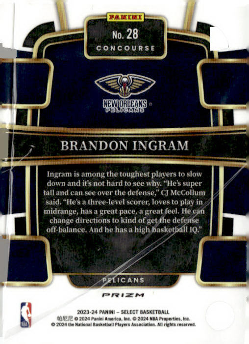 Brandon Ingram - 2023-24 Panini Select Concourse Prizm No. 28