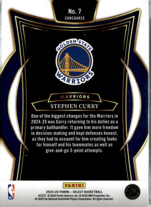 Stephen Curry - 2024-25 Panini Select Concourse Blue Prizm No. 7