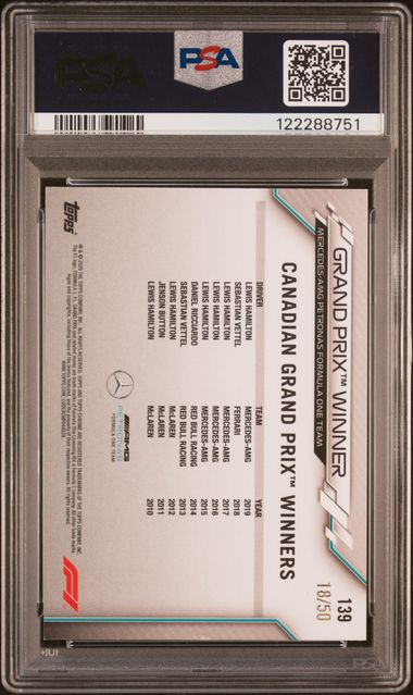 2020 Topps Chrome F1 #139 Lewis Hamilton Gold Wave Refractor /30 PSA 8 NM-MT