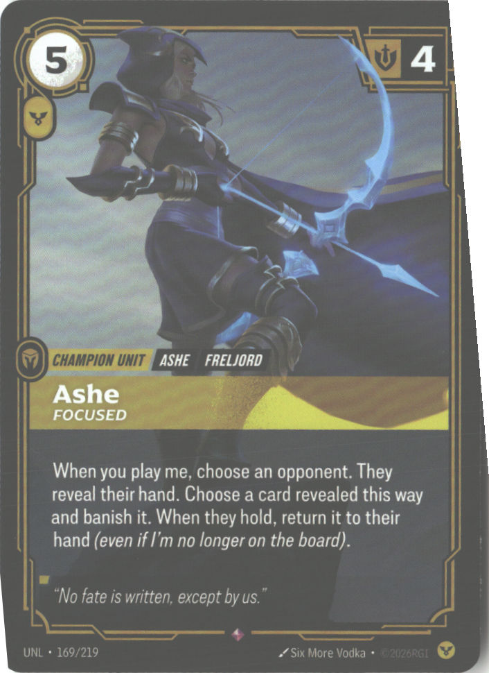 Ashe, Focused
