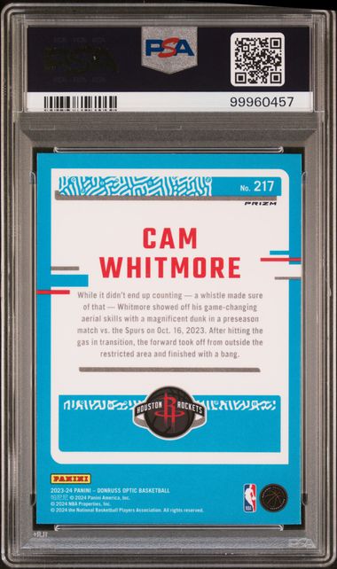 POP 11! 2023 Donruss Optic Cam Whitmore Hyper Green PSA 10