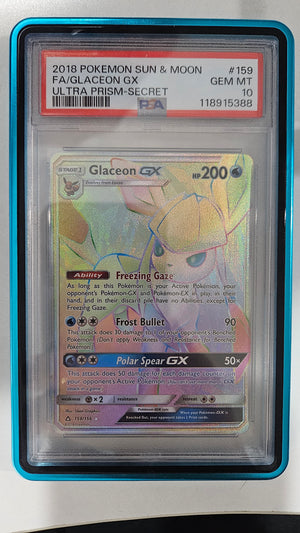 2018 Pokémon Sun & Moon Ultra Prism #159 Glaceon GX FA Secret Rare PSA 10 GEM MT