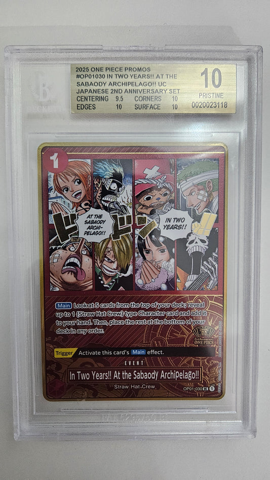 In Two Years!! At the Sabaody Archipelago!! UC — BGS 10 Pristine (Premium Bandai 2nd Anniversary Set)