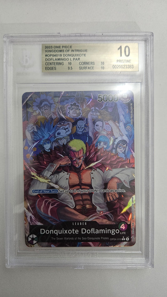 Donquixote Doflamingo Alt Art Leader L — BGS 10 Pristine (Kingdoms of Intrigue 2023)