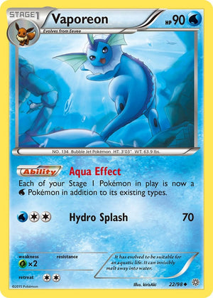 Uncommon Vaporeon [22/98 Lightly Played ]