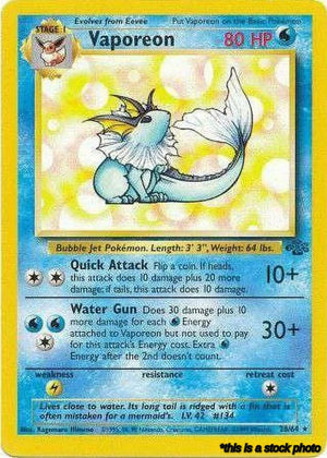 28/64 Vaporeon (28) Rare Unlimited Lightly Played