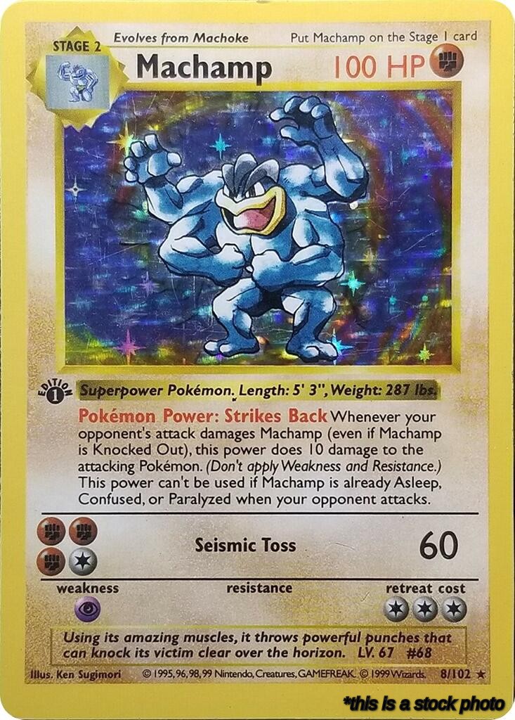 Holo Rare Machamp - 8/102 (Base Set Shadowless) [008/102 Heavily Played ]